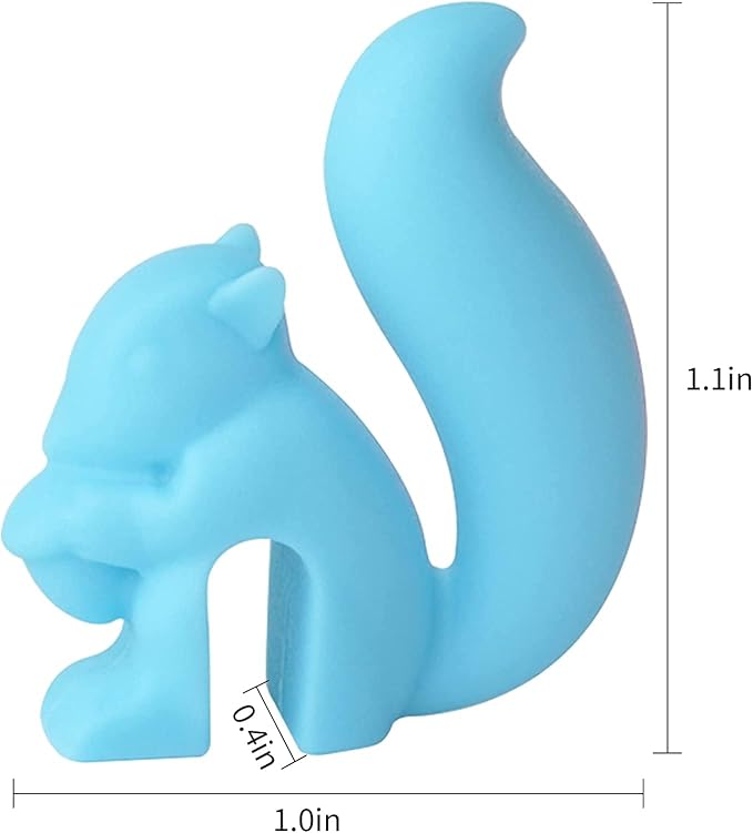 5 Pcs Colorful Cute Squirrel Shape Silicone Tea Bag Holder Cup,Squirrel Drink Markers, Tea Bag Holder for Cup Hanging Tool Mug Candy Colors Gift Set, Tea Accessories,Tea Bag Coasters