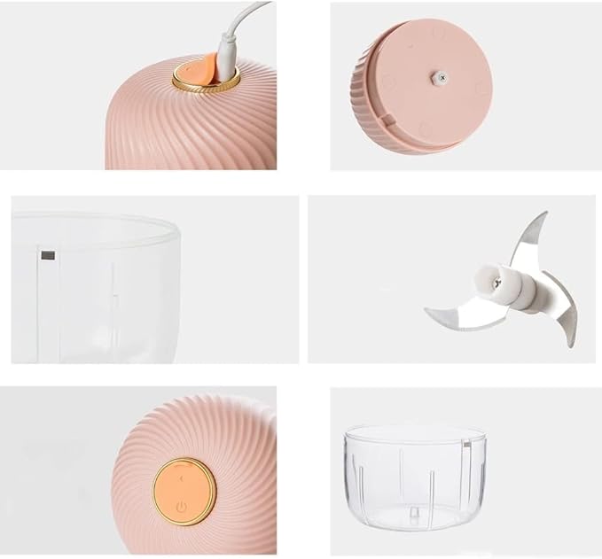 250ml Electric Garlic Chopper, Mini Food Processor Masher Crusher, Garlic Grinder with USB Charging for Onion Ginger Vegetable Pepper Spice Meat (Gray : Pink)