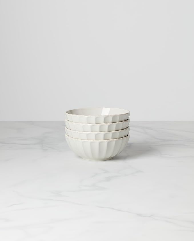 Lenox French Perle Scallop 4-Piece Bowl Set, 4.00 LB, White