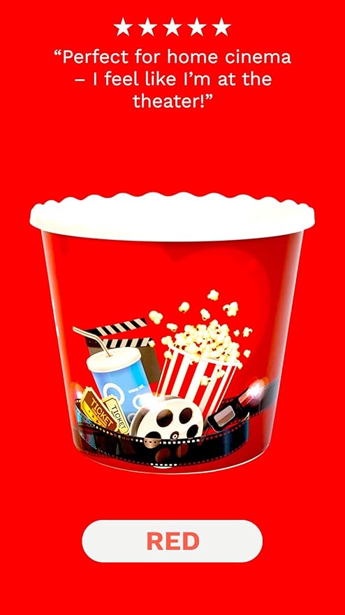 Modern Style Reusable Plastic Popcorn Box/Popcorn Containers/Popcorn Bowls Set for Movie Theater Night - (BPA Free - 4 Pack - 75 oz) (Popcorn Mix C)