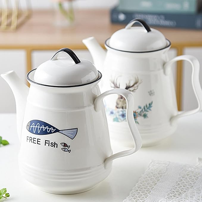 GRFIT Carafe Ceramic Cold Kettle with Handle Large Capacity Filter Teapot Teapot Home High Temperature Resistant Pitcher with Lid (170g) Water Pitcher (Color : D)
