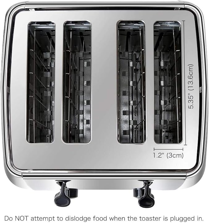 Toaster 4 Slice Stainless Steel Bagel Toaster Extra Wide Slots with 6 Browning Setting, Bagel/Reheat/Defrost/Cancel Function for Toasting Bread, Bagels and Waffles, 1500W, Silver
