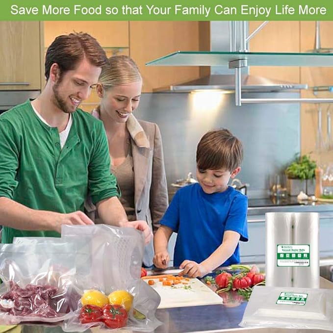 MakMeFre 8 Pack 8"x20'(4Rolls) and 11"x20' (4Rolls) Vacuum Sealer Bags Rolls for Food,Commercial Grade, BPA Free,Puncture Prevention,Great for Sous Vide Cooking