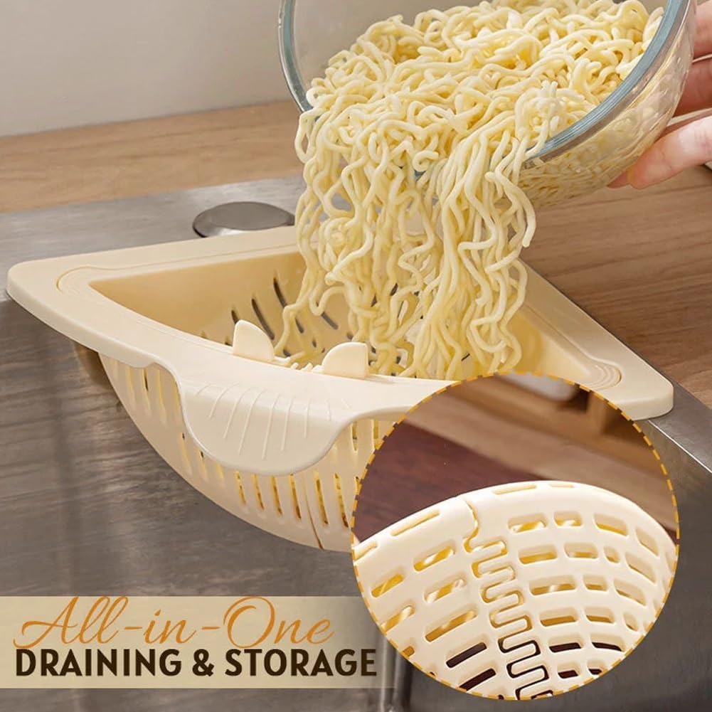 Magnetic Drainage & Filter Basket, Punch-Free Triangular Sink Strainer with Twist-Open Bottom, Strong Magnetic Fixation, Corner Kitchen Organizer for Washing Fruits & Vegetables(2pcs Color c)