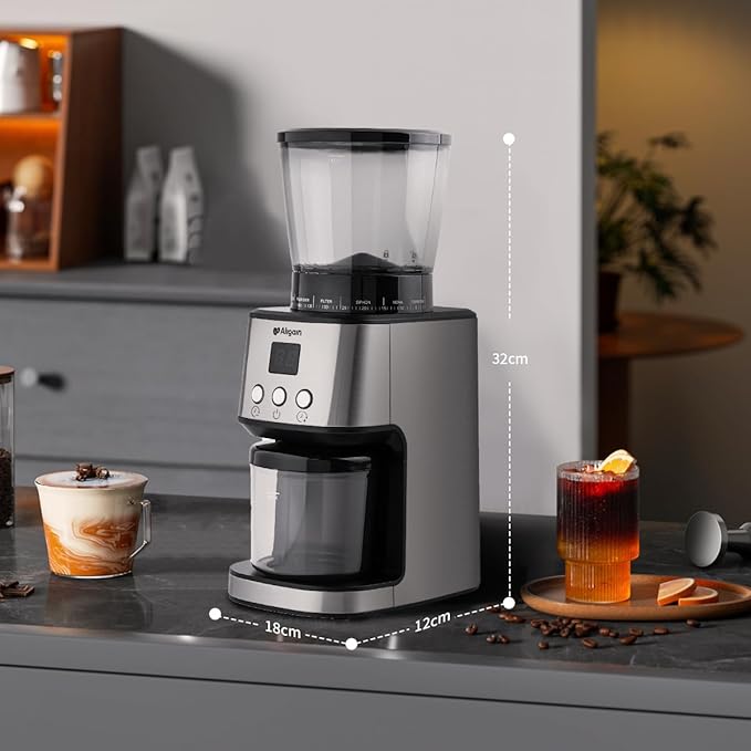 Stainless Steel Burr Coffee Grinder with 51 Grind Settings,Grind Timer,Electric Coffee Grinder for Espresso/Drip/Pour Over/Cold Brew/French Press Coffee Maker,120V/165W