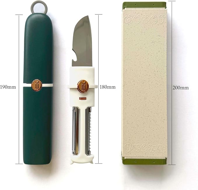 5-in-1 Small Cutting Board Set,Multifunctional Travel Stainless Steel Fruit Knife with cover,Outdoor Portable Peeling Fruit Potato Peeler for Travel, Camping, Kitchen (orange)