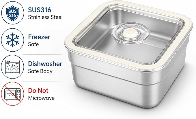 Vacuum Sealed Food Storage Container with Air Valve (1600ml),Works With Handheld Vacuum Sealer Machine(Vacuum Sealer Not Included)