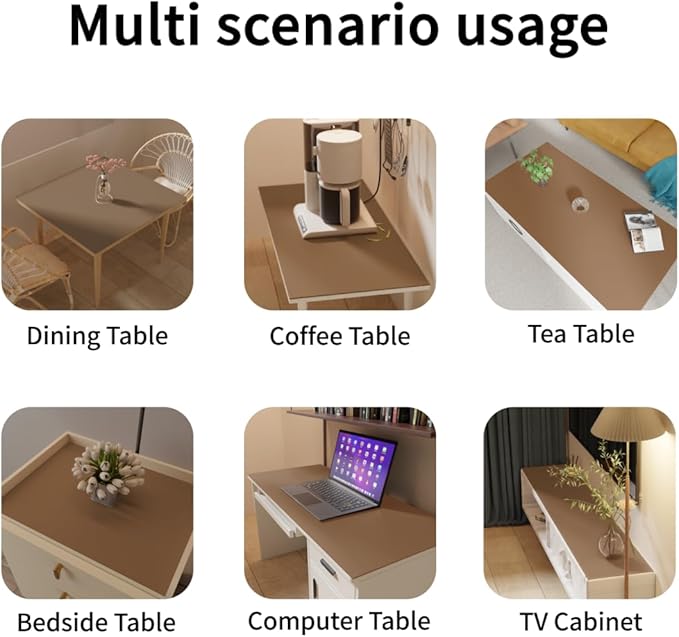 Desk Pad - 14x45 Inch Waterproof Easy to Clean Can Conceal Flaws Protector The Table Top from Scratches Used for Coffee Table Office Table Dresser(Mud Color+Champagne Gold 14x45)