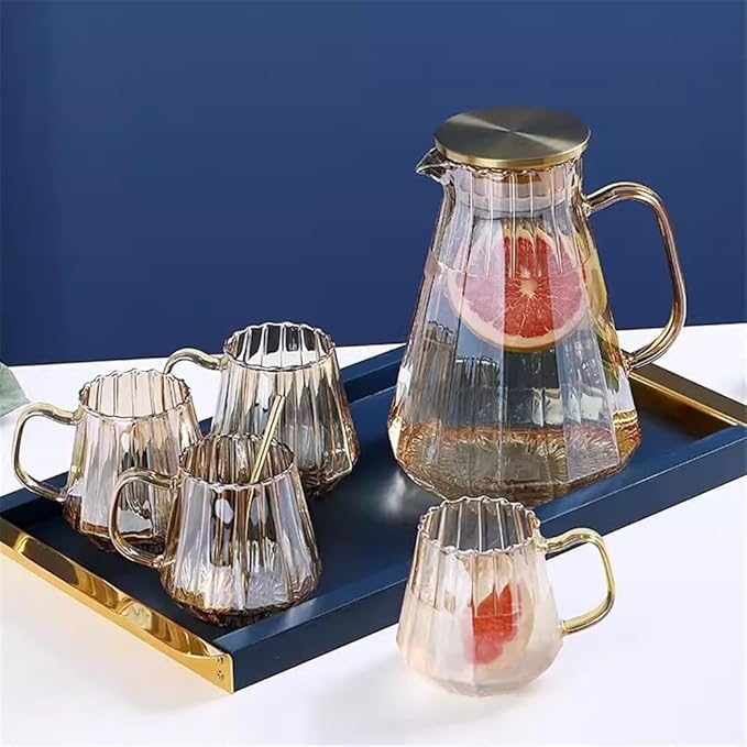GLigeT Iced Tea Pitcher Household Large Capacity Glass Water Kettle, Creative Drinkware Pitcher for Cold Water, Juice, Milk, Coffee, Tea Pot, 1.5L Or 1.8L Water Jug(Small)