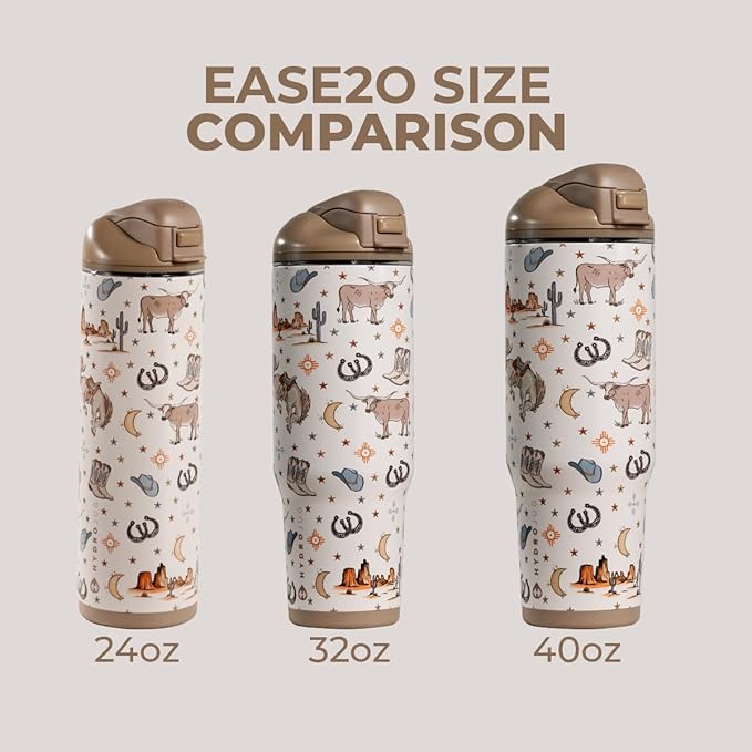 HydroJug Ease2o Water Bottle with Straw & Chug Lid, Stainless Steel, Vented Cap to Help Reduce Pressure, Water-Level Window, Cup Holder Friendly, Non-Slip Base – 40oz, Mesa