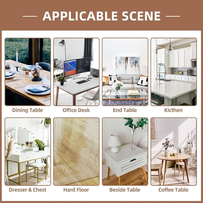 Warmstar Clear Table Cover Protector 30 x 72 Inch,1.5mm Thick Plastic Table Cover Rectangle,PVC Clear Table Protector,Desk Protector Mat for Kitchen, Dresser, Writing Desk,Dining Room Table