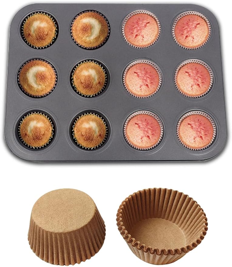 1 Pack black stainless steel muffin pan,muffin pans nonstick 12,cupcake tin,cup cake pans for baking