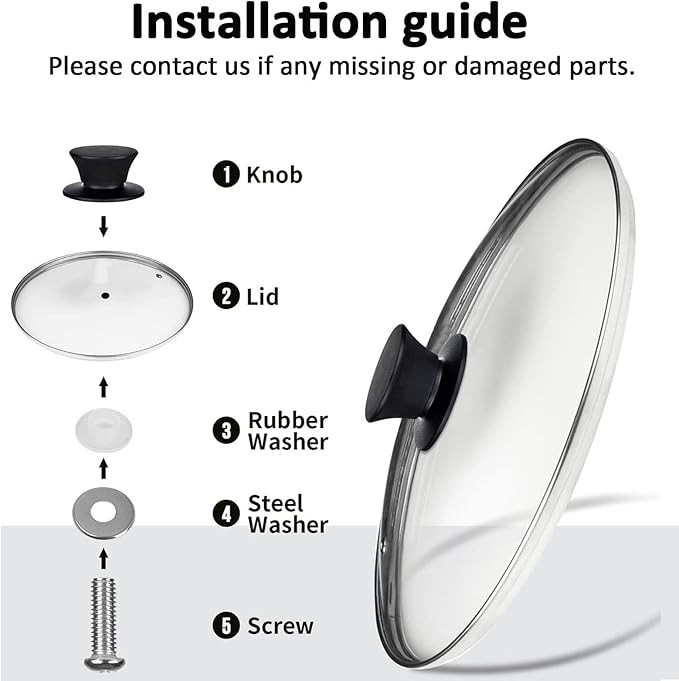 Glass Lids, Replacement Tempered Clear Glass Lids with Steam Vent,Covers For pots, pans and skillets,Available in Small and Large 8, 9.5, 10.25, 11, 12, and 12.5 Inch