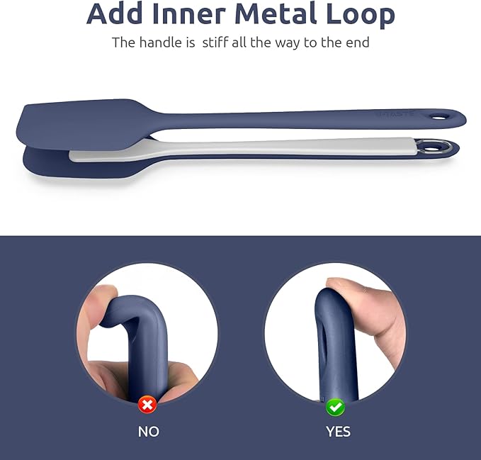 14" Extra Long Silicone Spatula: U-Taste 480ºF Heat Resistant Flexible Baking Mixer Scraper, Large Rubber Mixing Stirring Scraping Seamless Kitchen Turner Utensil for Nonstick Cookware(Midnight Blue)