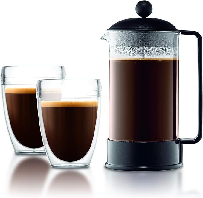 Bodum 34oz Brazil French Press Coffee Maker, High-Heat Borosilicate Glass, Red - Made in Portugal