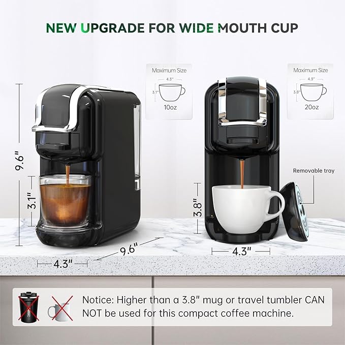 Multi-Capsule Coffee Maker, Hot/Cold Coffee Maker, Milk, ESE Pod Ground Coffee, Cafeteria, 19 Bar, 5 in 1 (Color : H2B WH, Size : CHINA_US)