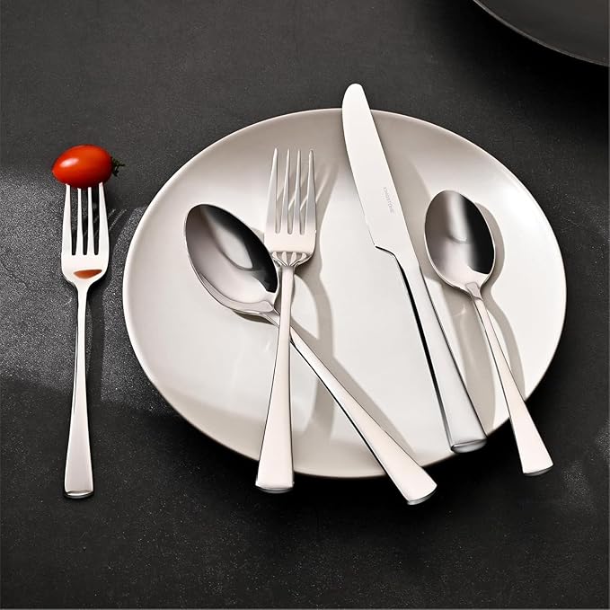 KINGSTONE Silverware Set for 12, 60-Piece Forged 18/10 Stainless Steel Flatware Set, Mirror Finish Cutlery Set Dishwasher Safe for Home, Restaurant, Wedding, Party, Gift