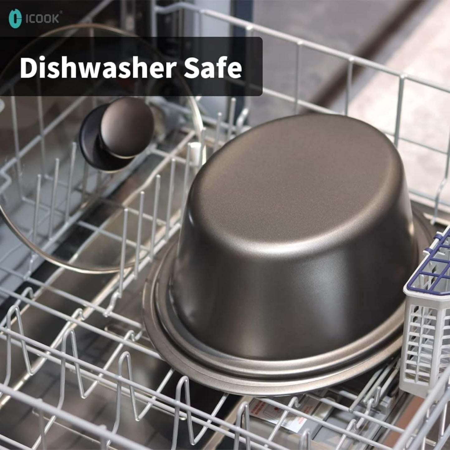 ICOOK 6.5 Quart Slow Cooker, Simmer Pot with Transparent Glass Cover, Cooks Entrees, Adjustable Temp, Sauces, Soups, Roasts, Stews and Dips (Black)