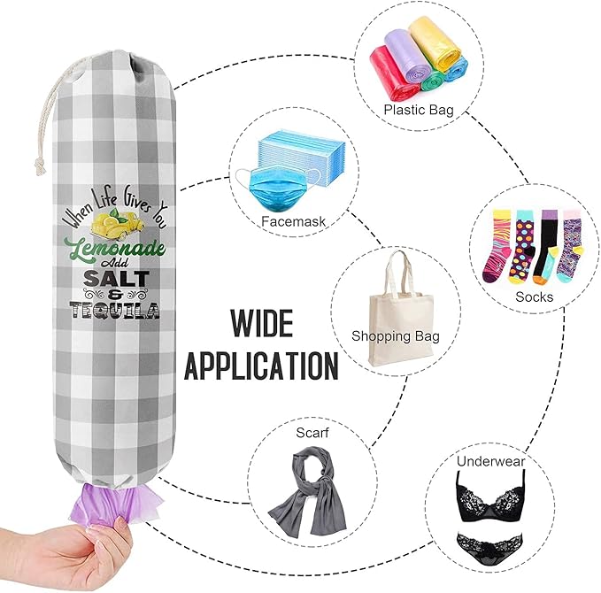 Grocery Bags Holder Organizer for Shopping Bags,Wall Mount Plastic Bags Storage Container Dispensers,Lemons Add Sal, Gift for Women Mother Grandmother Friend