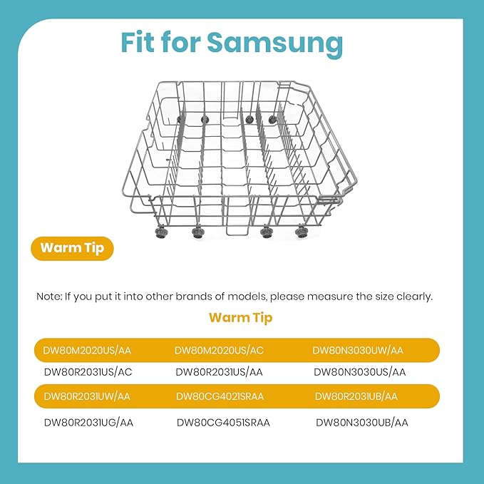ใ๐ฎ๐ฌ๐ฎ๐ฒ ๐๐ฅ๐๐ง๐๐๐๐ใ DD82-01384A Dishwasher Dishrack Lower rack Parts Assembly (22.5'' D x 20.5'' W inch) - Fit For Samsung DIshwasher OEM Parts DD81-02295A
