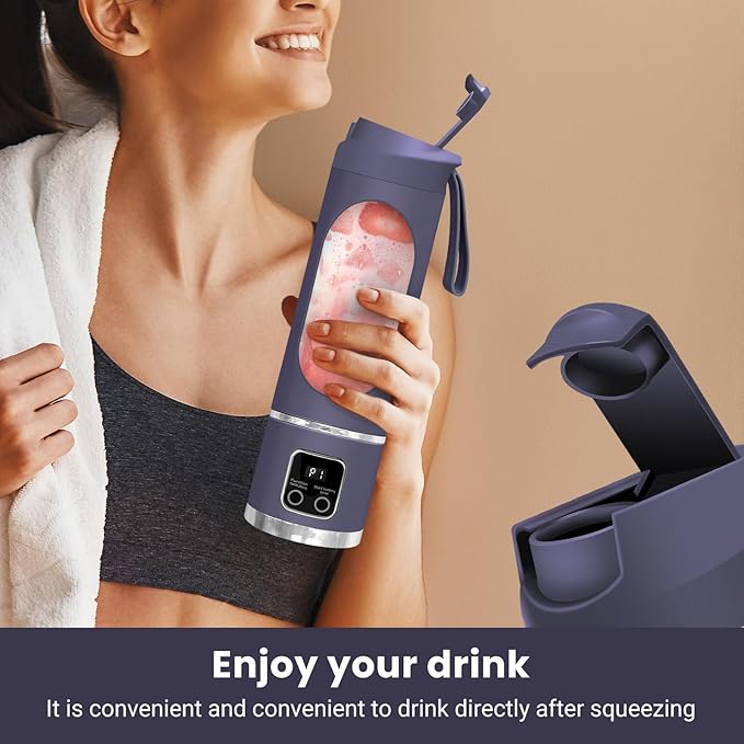 Portable Blender Personal Electric USB,500ML Portable juicer Shakes and Smoothies Blender,Small Blenders,Mixing,Compact、Convenient and Versatile (Purple)