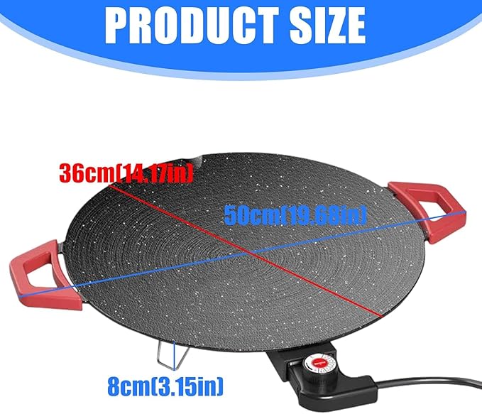Non-Stick Electric Indoor Grill Pan, Indoor Smokeless Electric Griddle, 2026 Upgraded Smokeless Indoor Electric Grill & Nonstick Griddle for Steaks, Burgers and Indoor Cooking (Without Accessory)