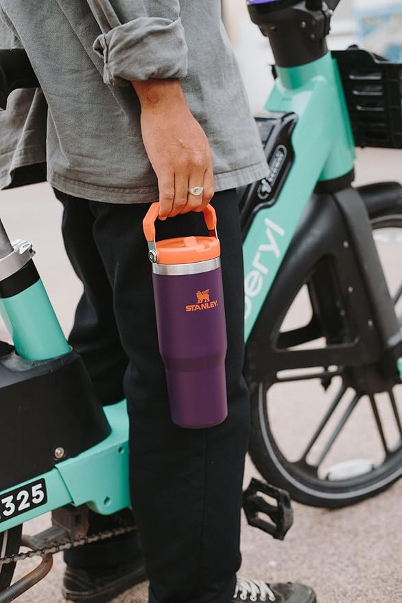 STANLEY IceFlow 2.0 Flip Straw Tumbler with Handle 30 oz | Twist On Lid and Flip Up Straw | Leakproof Water Bottle | Insulated Stainless Steel | BPA-Free | Dark Blossom