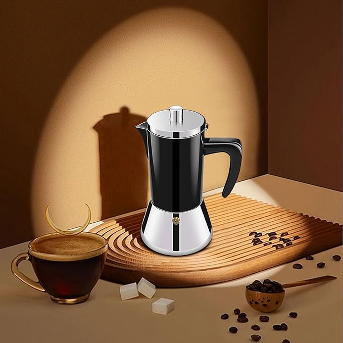 12 Cup Thickened 304 Stainless Steel Moka Pot Stovetop Espresso Maker Cafeteras Italian Percolator Espress Makers Capable Greca Mocha Coffee Machine for Induction Home and Camping 600ml 20oz