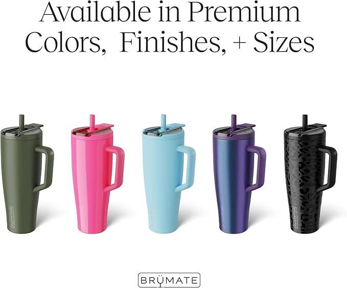 BrüMate Era Flip 40oz Tumbler with 100% Leakproof Covered Straw Lid | Hygienic Covered Straw | Insulated Stainless Steel Water Bottle with Handle | Cup Holder Friendly | BPA-Free (Blue Agave)