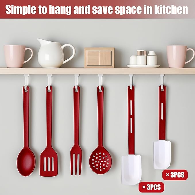 6 Pcs Rubber Spatulas Silicone Heat Resistant, 10 Inch 14 Inch Commercial High Temp Silicone Spatula Set with Long Handle, Nonstick Rubber Scrapers for Kitchen Use Cooking Mixing Frying Baking Utensil