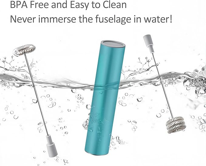 Milk Frother Handheld, Battery Operated Coffee Foamer Drink Mixer with 2 Stainless Steel Electric Whisks for Coffee, Latte, Cappuccino, Hot Chocolate, Protein, Batteries Included, Light Blue
