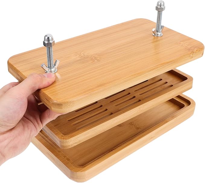 Gatuida Tofu Press and Drainer with Three-layer Drip Tray 26x15cm Adjustable Pressure Tofu Maker Mold for Homemade Bean Curd Kitchen Tool