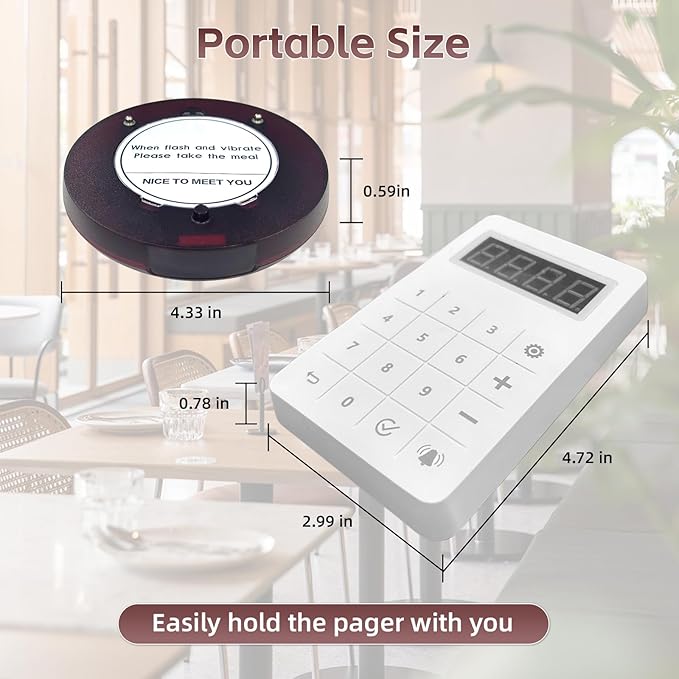 Pagers for Restaurants 20 Coaster Beeper, Restaurant Pager System Long Range, Customer Queue Pagers Set with Vibration, Flashing and Buzzer, Beepers for Food Truck, Church, Nursery