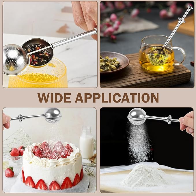 Stainless Steel Tea Strainer,Tea ball Strainers for Loose Tea,Loose Leaf Tea Steeper Fine Mesh Strainer Reusable,Tea Infuser One-Hand Operated Spring-Loaded