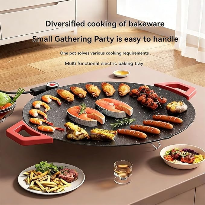 Indoor Grills Electric Smokeless, Smoke-Free Indoor Electric Grill & Non-stick Pan, 11/14 /15 Inch Nonstick Round Pan with Temperature Control, for Steaks, Pancakes, And BBQ (36 cm / 14.17 in)