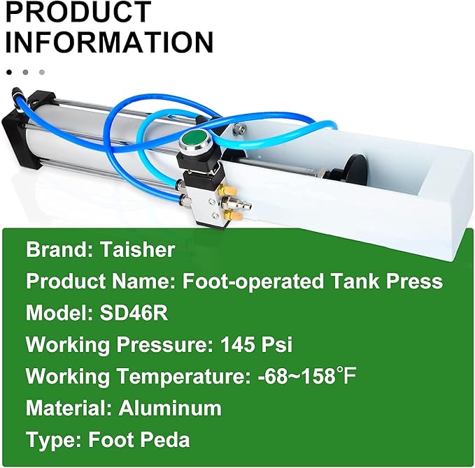 TAISHER Push Valve Aluminum Can Crusher,Eco-Friendly Recycling Tool,Heavy Duty Pneumatic Cylinder Soda Beer Can Crusher