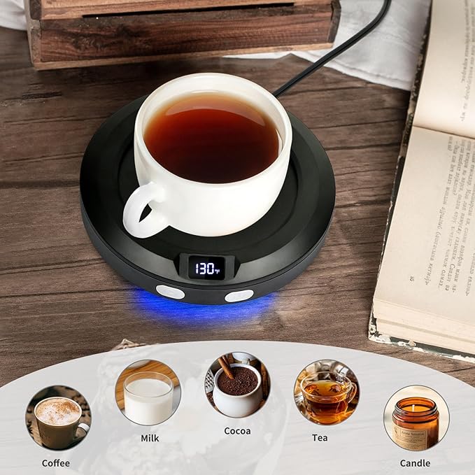 VOBAGA Coffee Mug Warmer with 2-12H Auto Shut Off & 3 Temperature Setting for Desk Candle Warmer Plate Coffee Accessories Gift(No Mug)