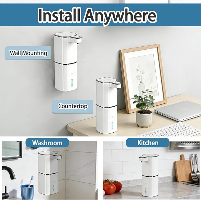 Automatic Soap Dispenser, Dish & Hand Foaming Soap Dispenser for Bathroom Kitchen, Liquid Auto Smart Electric Foam Pump Touchless,420ml-4 Levels Adjustable