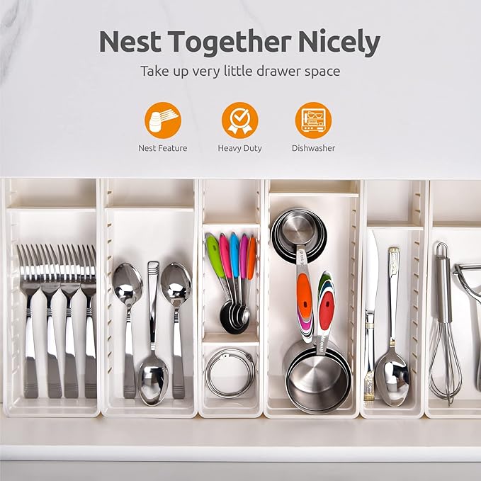 U-Taste Measuring Cups Spoons Set: 18/8 Stainless Steel 12 Pieces Stacking Kitchen Baking Cooking Food Measure Scoop Set, 7 Cups & 5 Spoons with Strengthened Weld Joints (Color, Upgraded Version)