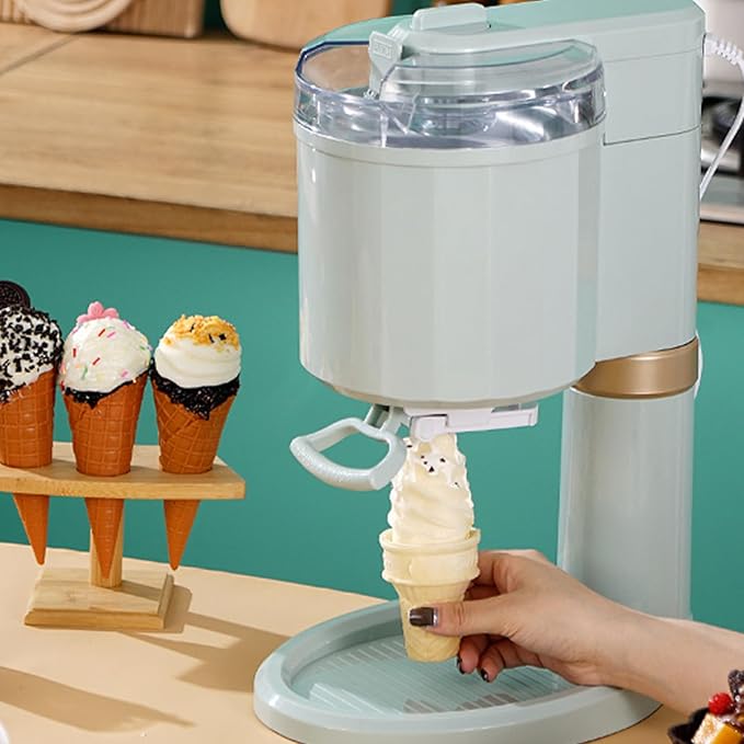 Ice Cream Maker, Homemade Electric Soft Serve Maker Machine,for Gelato, Mix-ins and Milkshakes, Double Insulated Frozen Yogurt Maker Machine,Easy to Clean and Use,1 L Green