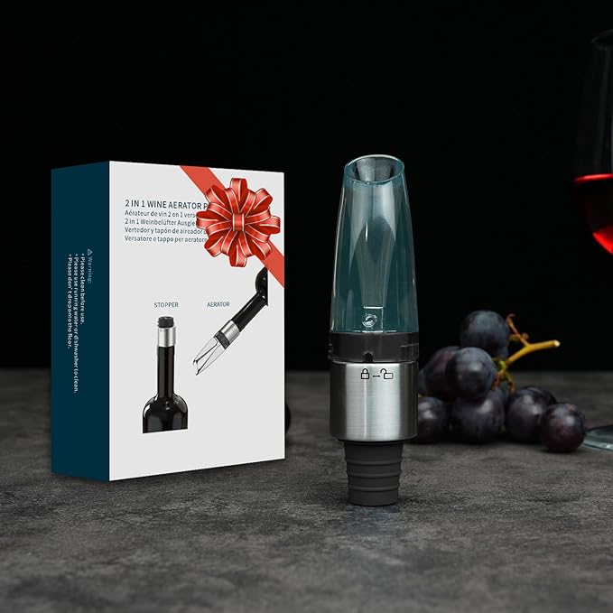 KITCHENDAO Wine Saver Pump with Sound Indicator and 2-in-1 Wine Aerator Pourer and Stopper