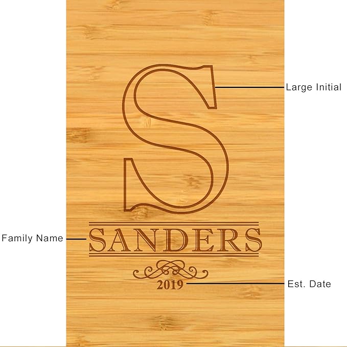 Custom Personalized Engraved Bamboo Cutting Board for Cheese & Charcuterie with Ceramic Dish, Knife Set, Cocktail Sticks & Cheese Markers -by Picnic at Ascot USA