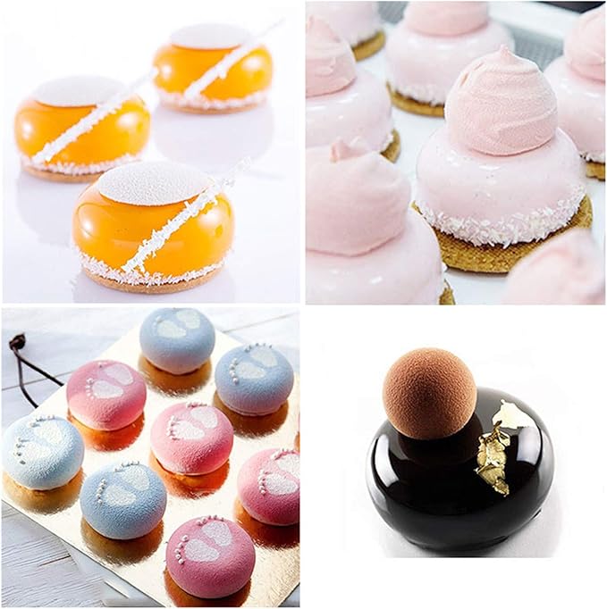 Silicone Cake Mold for Baking,8 Holes 3D Stone Round Shape Silicone Mousse Cake Pop Form,Non-Stick Candy Chocolate Jelly Baking Mould Tray,Pastry Cheesecake Pudding Bread Decorating Tool for Homemade