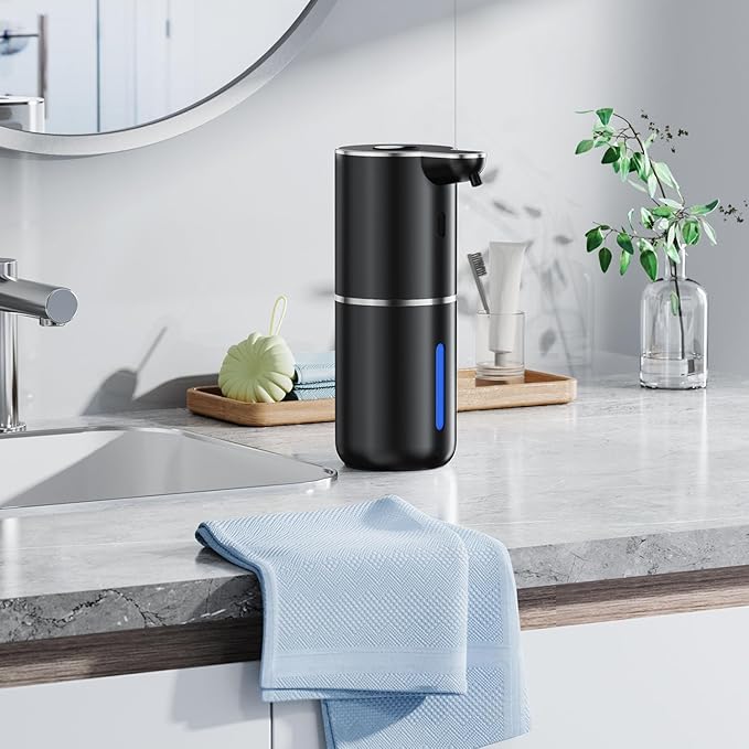 Automatic Liquid Soap Dispenser Touchless, Rechargeable Electric Dish ļ¼ Hand Soap Dispenser with Smart Digital Display, 6 Adjustable Level, Wall Mounted, 380ml IPX5 for Kitchen and Bathroom