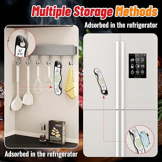 Meat Thermometer, IP67 Waterproof Digital Meat Thermometer with Backlight, Hold Function & Magnet for Grill, BBQ, Candy, Beef,Turkey,Gadgets Essentials BBQ Accessories,Mens Stocking Stuffers