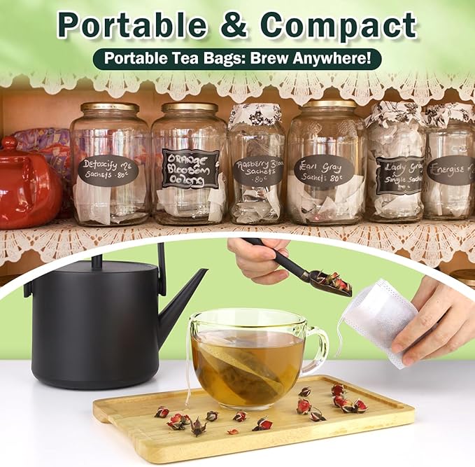 400Pcs Disposable Tea Bags for Loose Leaf Tea, Empty Tea Filter Bags for Cooking, Infuser Sachets for Spice, Coffee, Herb and More (3.54x2.75 Inch)