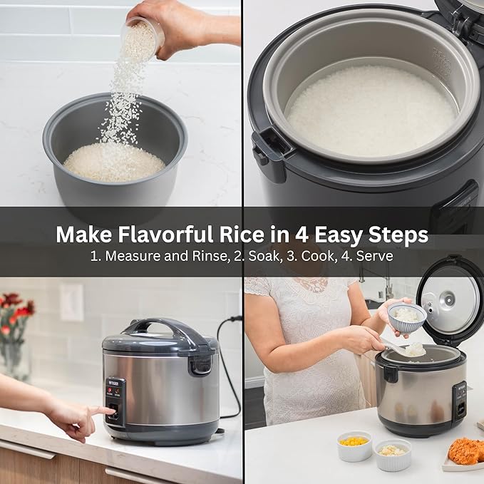 Tiger JNP-S15U-US 8 Cup Capacity White Rice Cooker with Non-Stick Inner Pot, Retractable Power Cord, and Keep Warm up to 12 hours (Urban Satin)