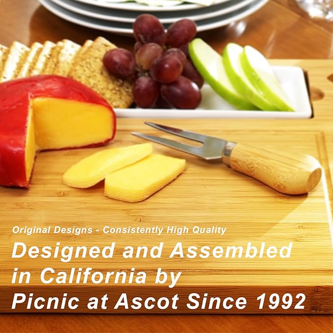 NCAA Penn State Officially Licensed Nittany Lions Bamboo Cheese/Charcuterie Board with Ceramic Bowl, Knife Set & cheese Markers