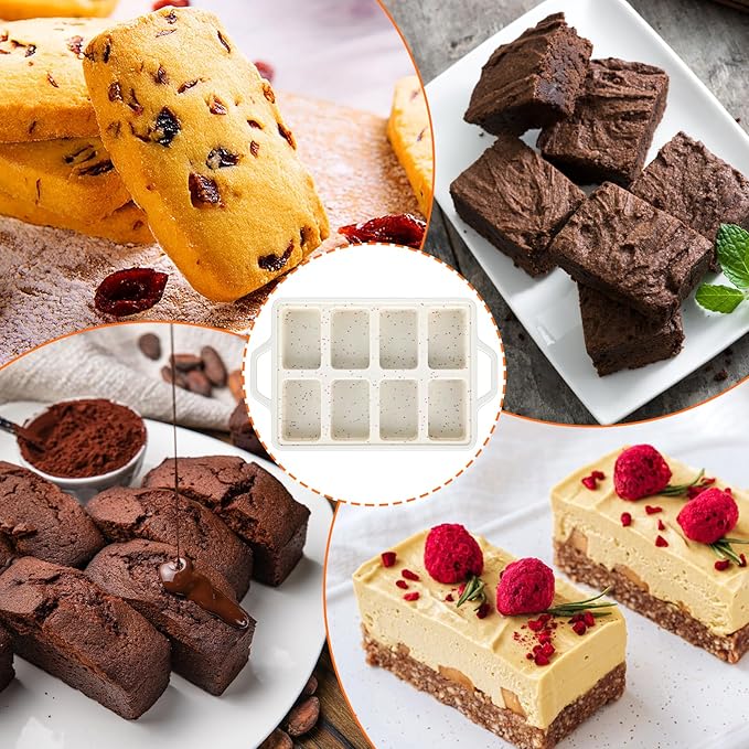 4 Pcs Silicone Muffin Pan Set with Metal Reinforced Frame, 12 Cup Regular Size Nonstick Cupcake Pan and 8-Cavity Mini Loaf Pans with 1 Pastry Brush, Silicone Cupcake Tin for Baking Egg Bites Bread