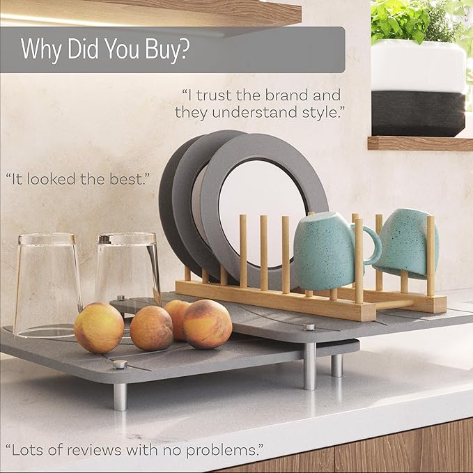 Large Stone Drying Mat for Kitchen Counter | 15.8ā x 11.8ā Dish Drying Mat Large | Diatomaceous Earth Collapsible Stone Dish Drying Mat | Collapsible Stone Mat for Kitchen Counter (Light Gray)